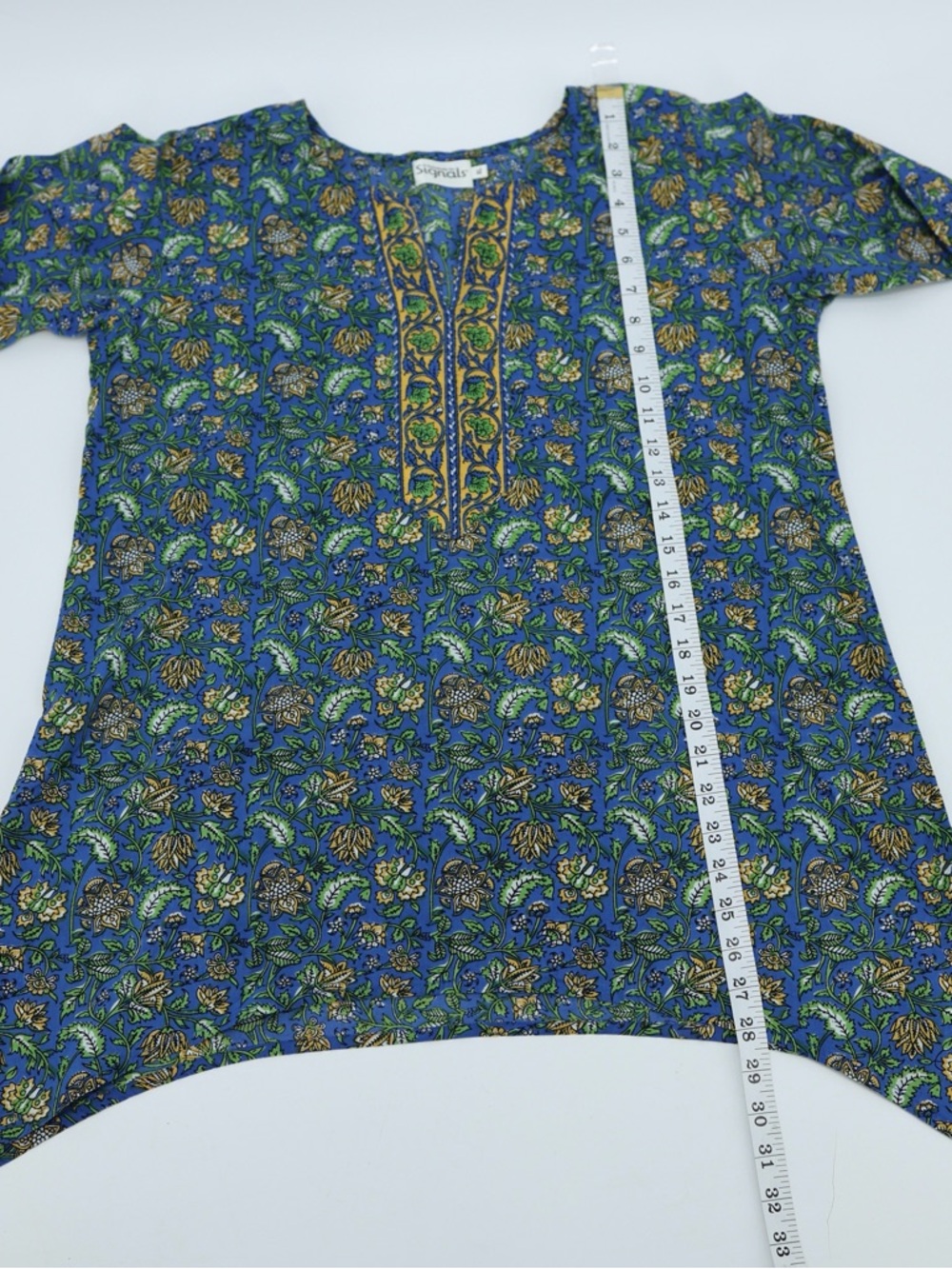 Signals Cotton 2 Piece Pants Set Tunic Pants Blue Floral Boho Resort Wear XL L - Picture 8 of 14